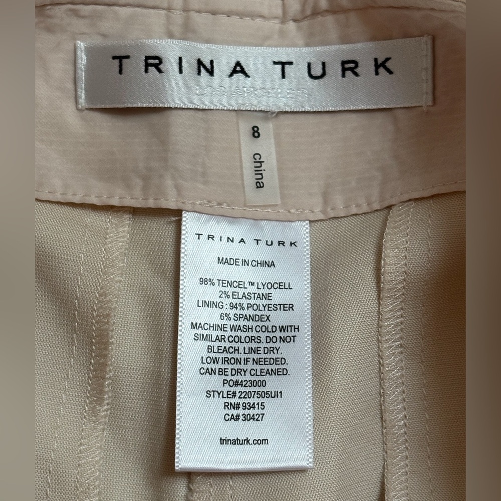 Trina Turk Cream Dress Pants Elegant Design Size 8 TENCEL NWOT - Picture 3 of 4
